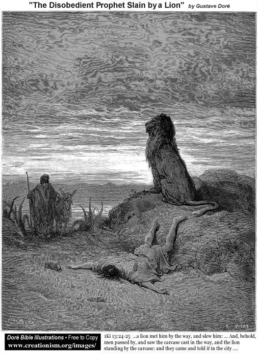 The Disobedient Prophet Slain by a Lion by Gustave Dore