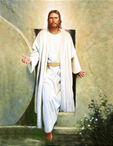 Jesus Christ walking out of Garden Tomb.